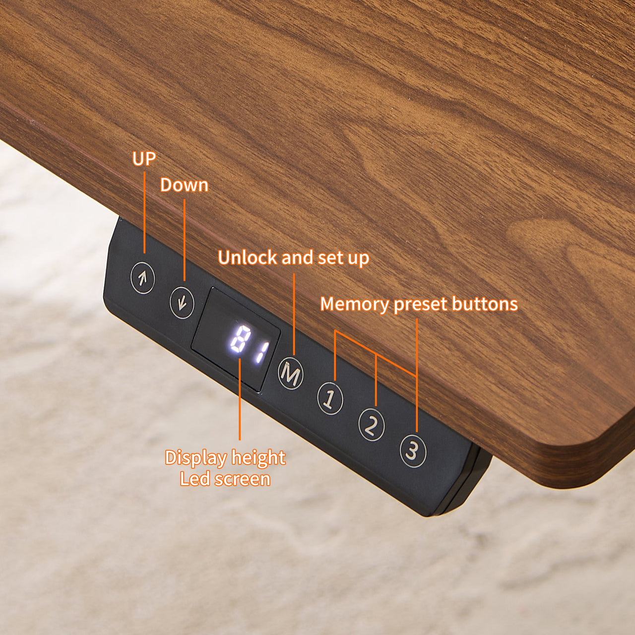 Electric Standing Desk, Adjustable Height Stand up Desk, 24x48 Inches Sit Stand Home Office Desk,Black Frame/Mahogany Top