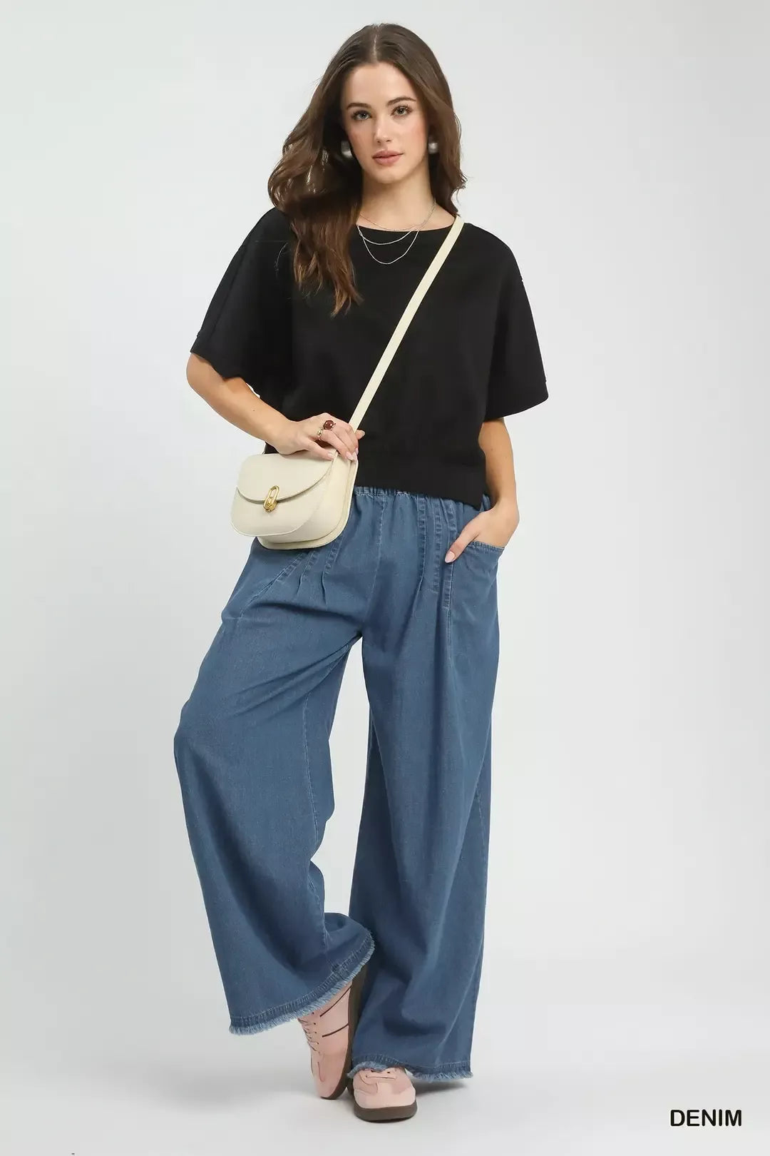 Umgee Stone Washed Wide Leg Pants