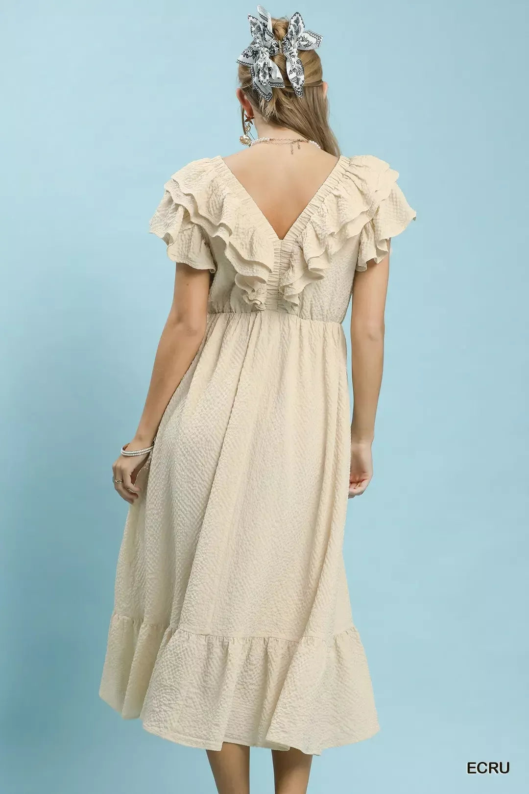 Umgee Textured Ruffle Midi Dress