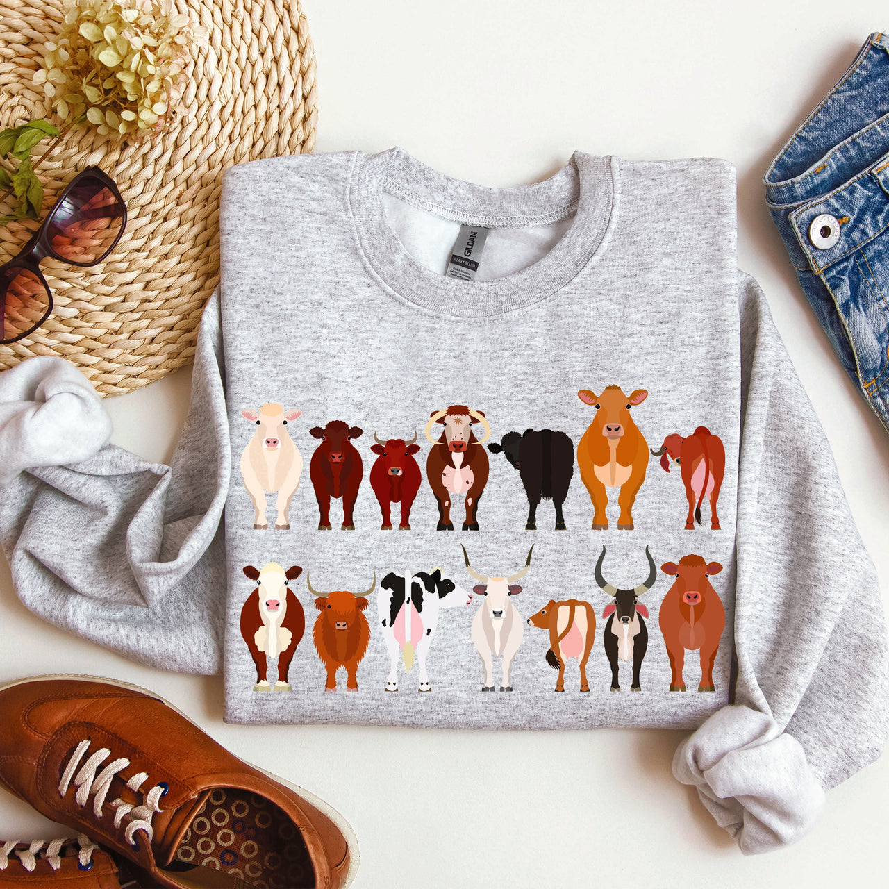 Cow Breeds Farm Animal Lover Passionate Cow Enthusiast Community Celebration Of Dairy And Beef Breeds Sweatshirt