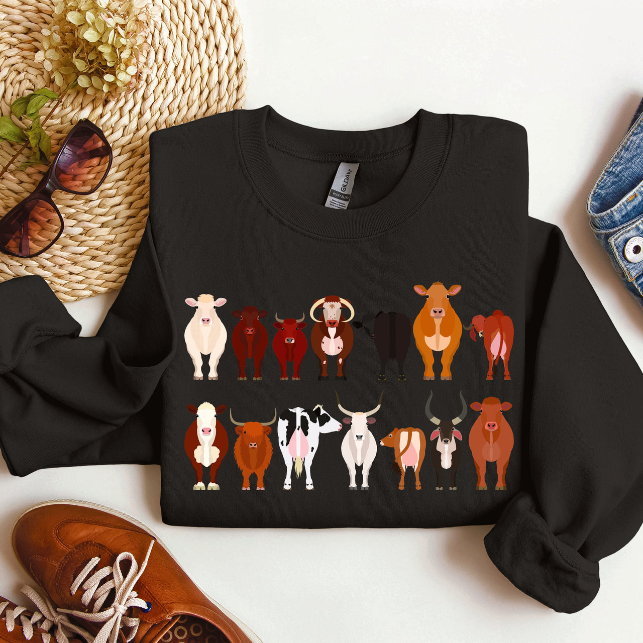 Cow Breeds Farm Animal Lover Passionate Cow Enthusiast Community Celebration Of Dairy And Beef Breeds Sweatshirt