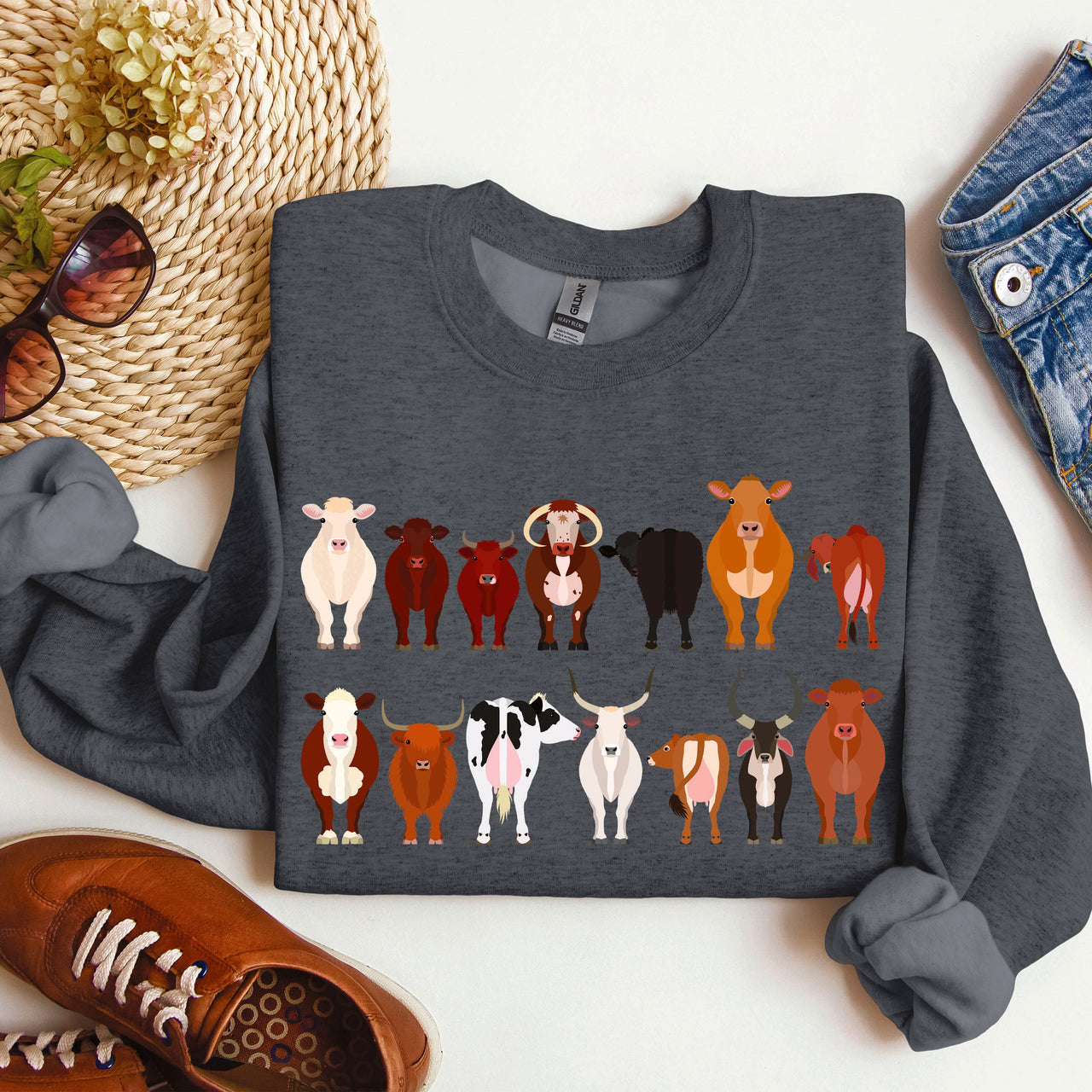 Cow Breeds Farm Animal Lover Passionate Cow Enthusiast Community Celebration Of Dairy And Beef Breeds Sweatshirt