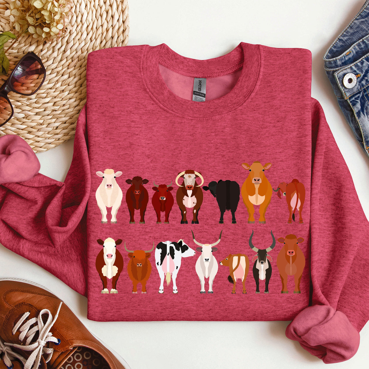 Cow Breeds Farm Animal Lover Passionate Cow Enthusiast Community Celebration Of Dairy And Beef Breeds Sweatshirt