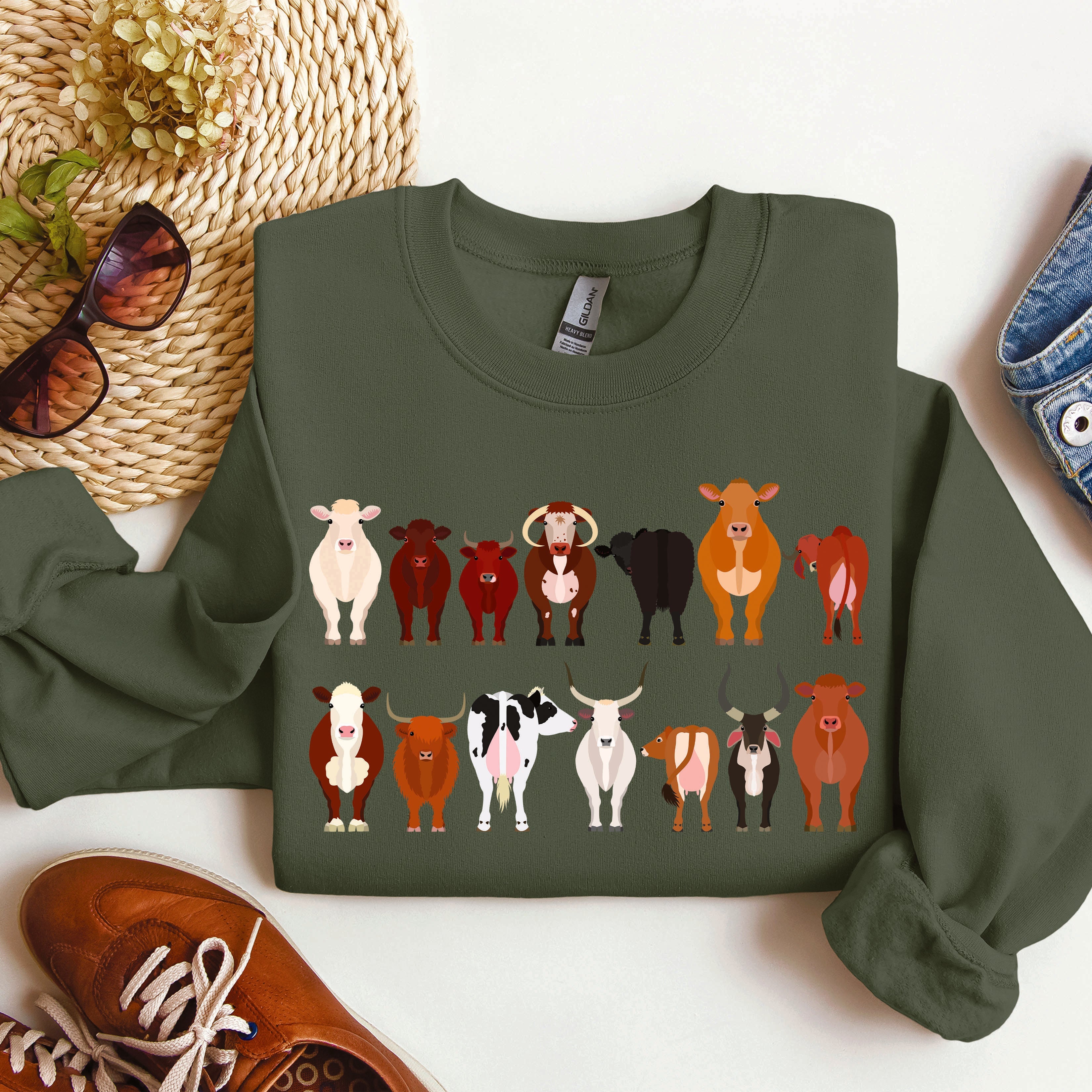 Cow Breeds Farm Animal Lover Passionate Cow Enthusiast Community Celebration Of Dairy And Beef Breeds Sweatshirt