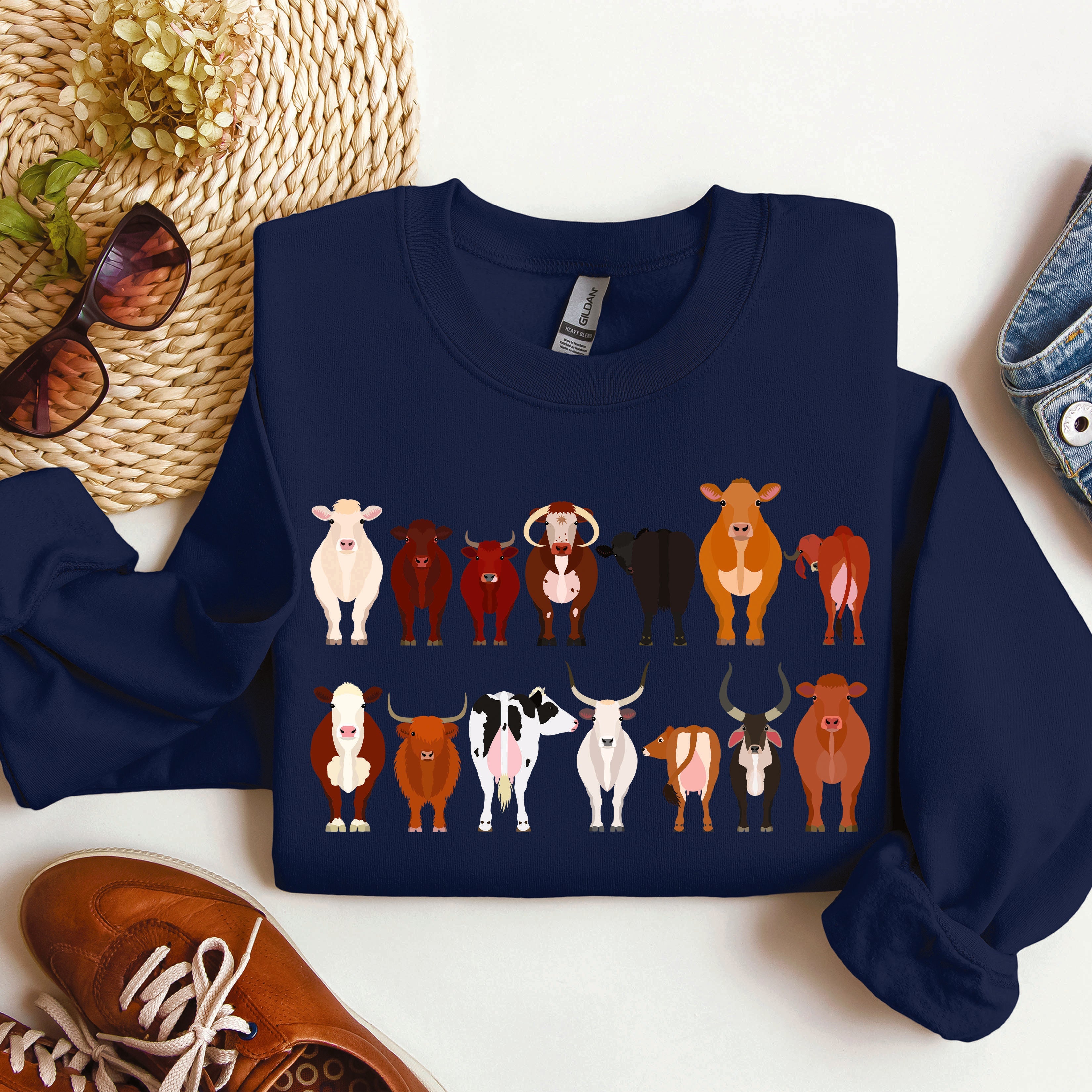 Cow Breeds Farm Animal Lover Passionate Cow Enthusiast Community Celebration Of Dairy And Beef Breeds Sweatshirt