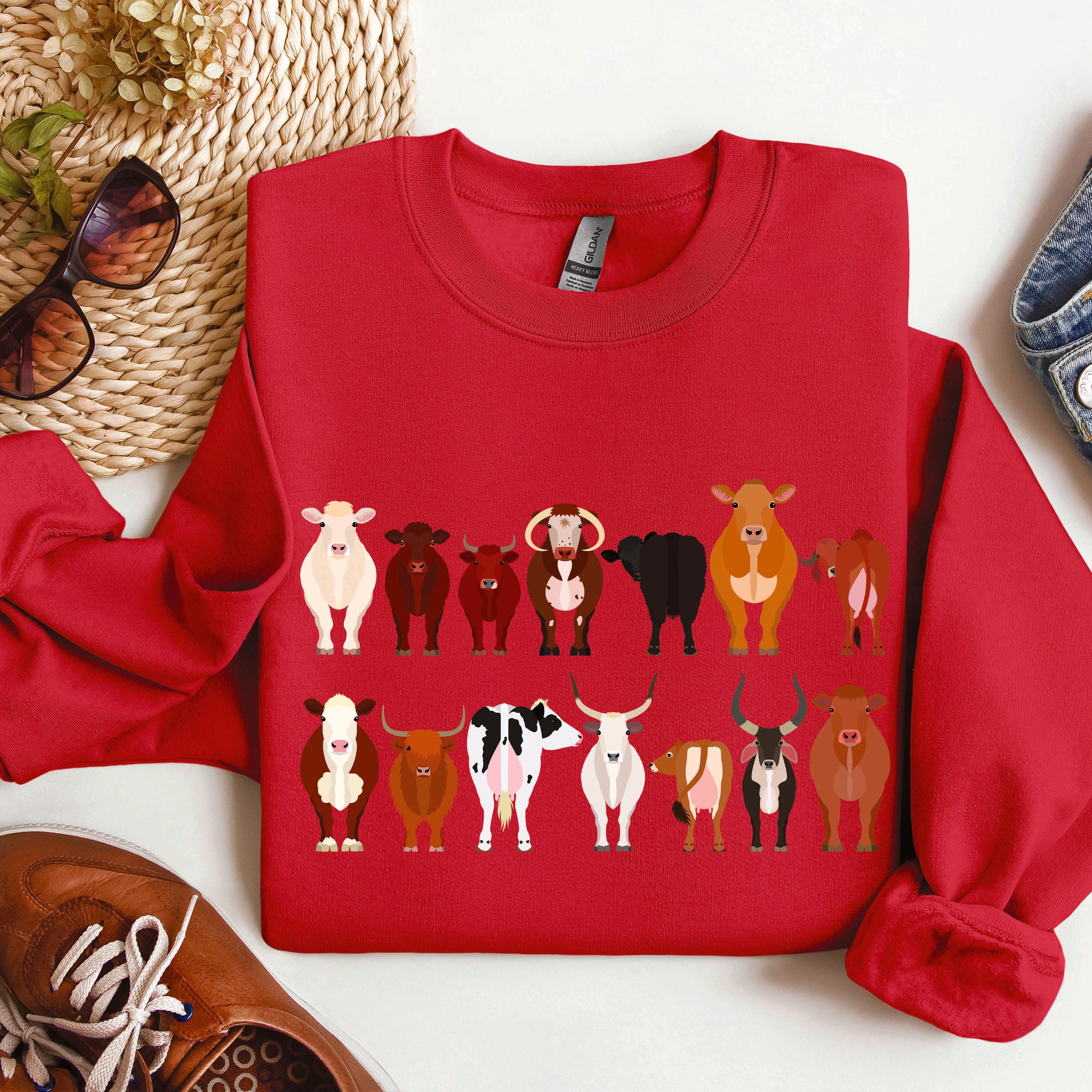 Cow Breeds Farm Animal Lover Passionate Cow Enthusiast Community Celebration Of Dairy And Beef Breeds Sweatshirt
