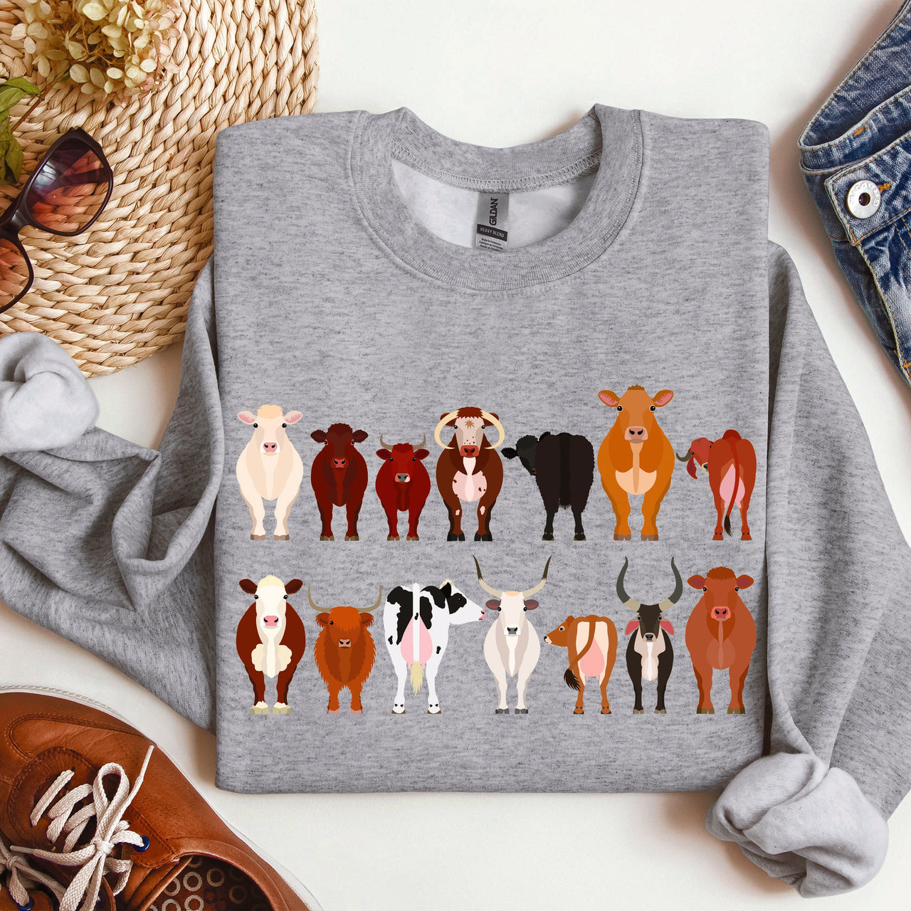 Cow Breeds Farm Animal Lover Passionate Cow Enthusiast Community Celebration Of Dairy And Beef Breeds Sweatshirt