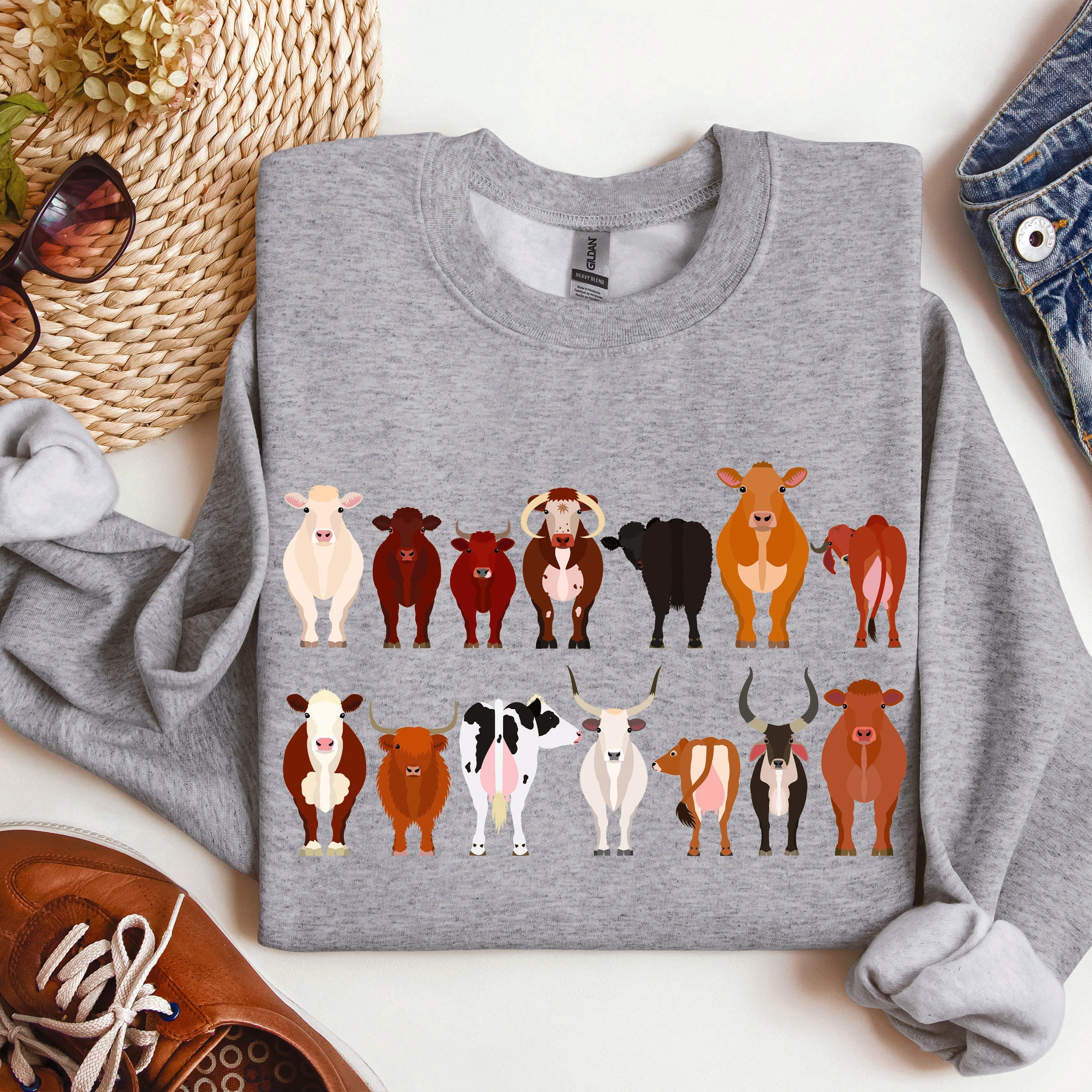 Cow Breeds Farm Animal Lover Passionate Cow Enthusiast Community Celebration Of Dairy And Beef Breeds Sweatshirt