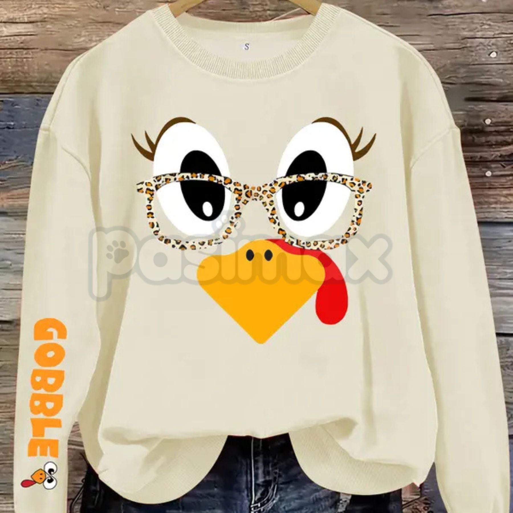 Women's Casual Thanksgiving Turkey Print Pullover Sweater – Cozy Holiday Crewneck