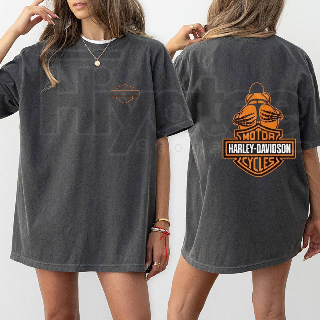 Barley Chick Biker Style – Skull Rider Vintage Motorcycle Tee