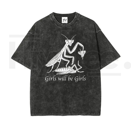 "Bad Omen" 230g Heavyweight Vintage Washed Streetwear Tee