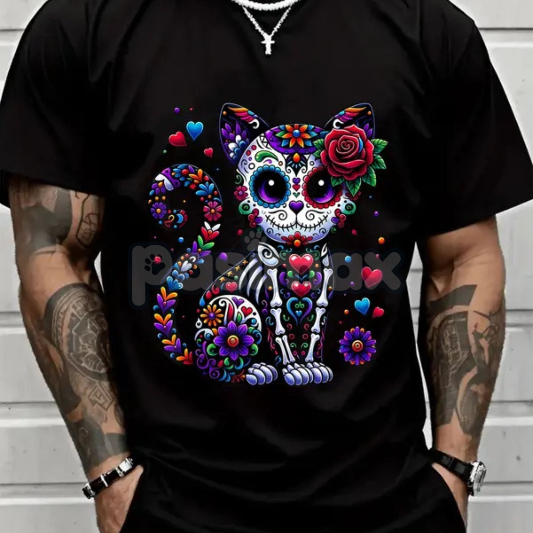 Catrina Sugar Skull T-Shirt - Día de Muertos / Cinco de Mayo Cat Tee, Unisex Vibrant Mexican Graphic Apparel