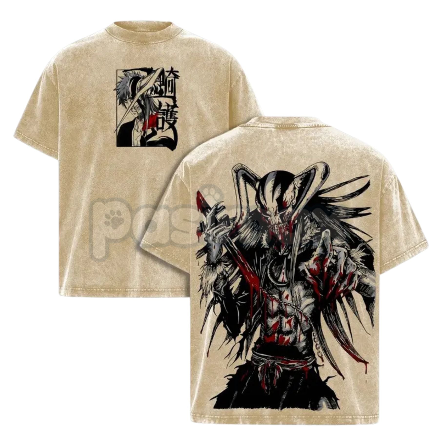 Ichigo Hollow Form Bleach Washed T-Shirt – Retro Vasto Lorde Graphic Tee, Lightweight Cotton Anime Streetwear