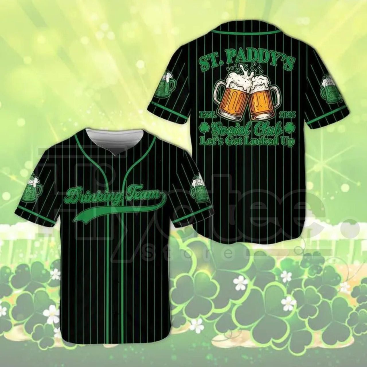 St. Patrick's Day Drinking Team Baseball Jersey – Irish Beer Social Club Shamrock Jersey