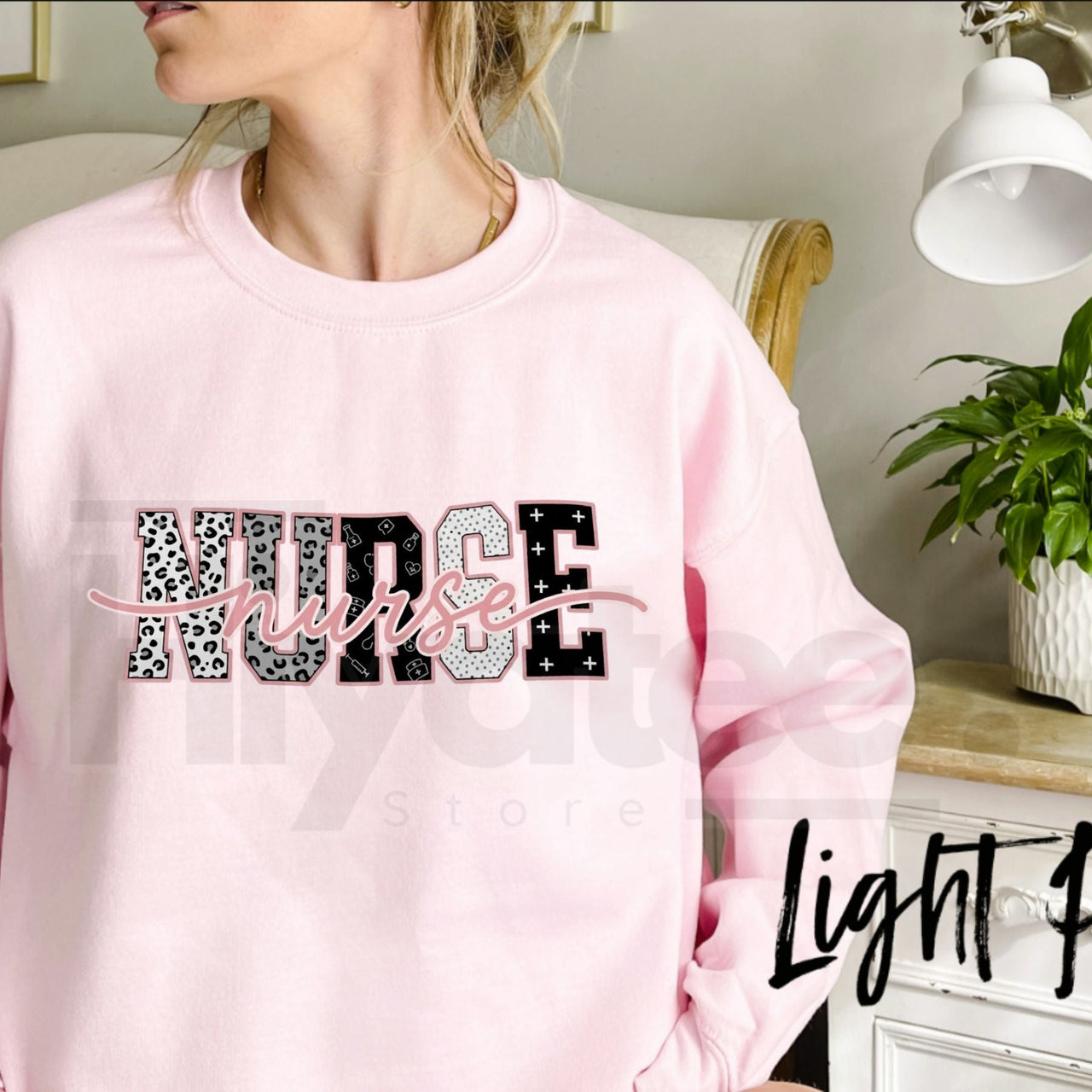 Leopard Print & Medical Icon Nurse Sweatshirt: Trendy Nursing Graphic Crewneck