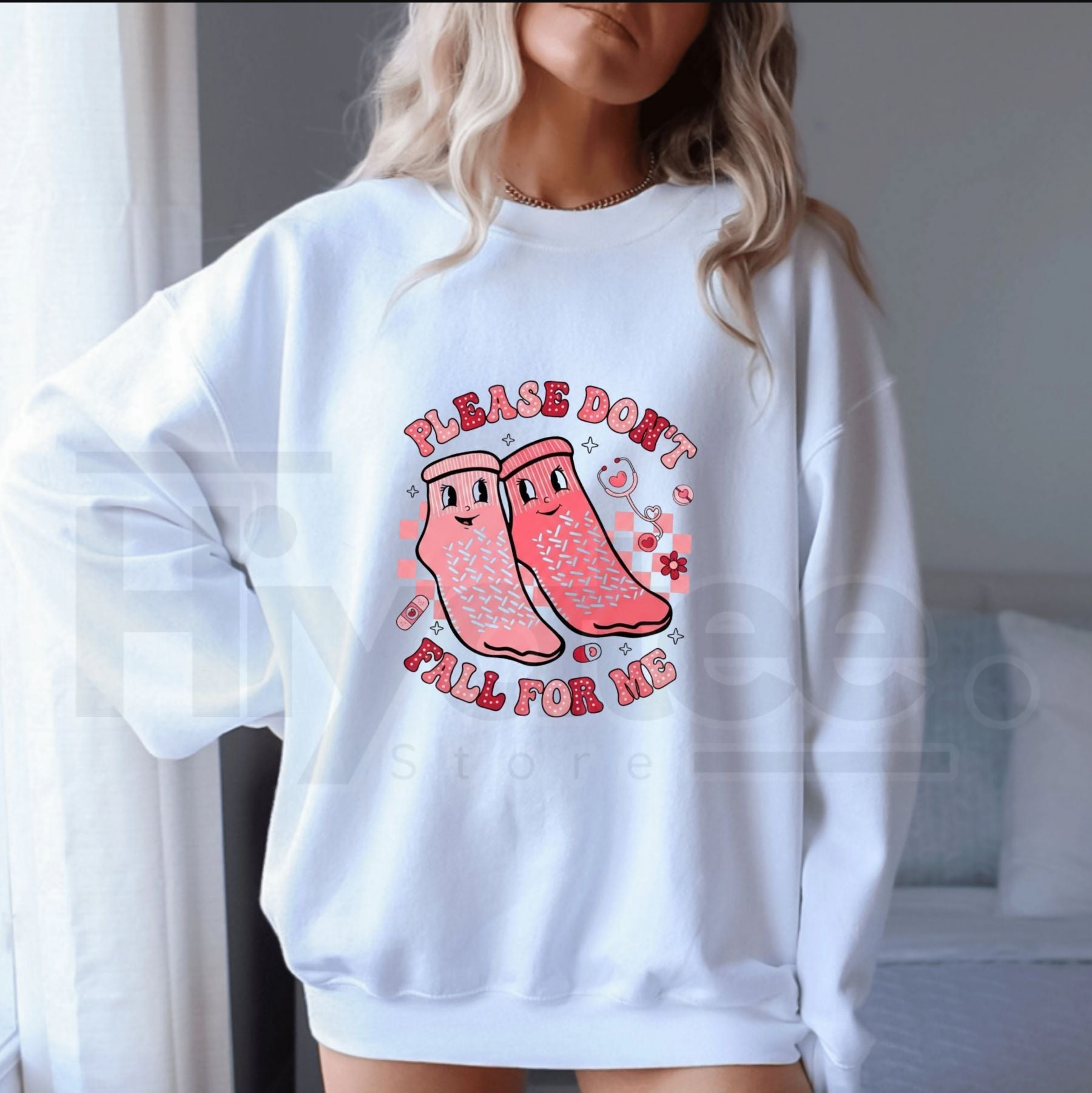 Nurse Valentine's Day Sweatshirt: Please Don't Fall For Me Funny Crewneck