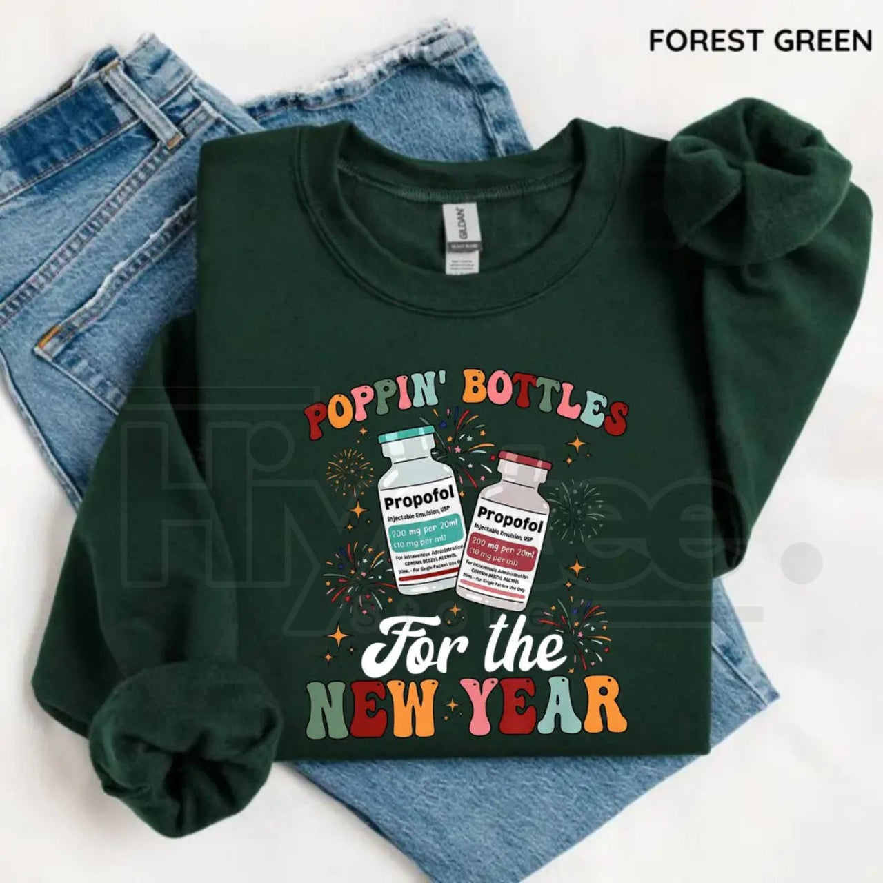 ICU Nurse New Year 2026 Sweatshirt: Poppin Bottles Propofol Funny Nursing Shirt