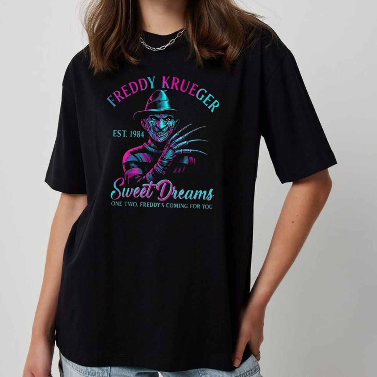 Halloween Neon Horror Characters Shirt - Glowing Horror T-Shirt, Spooky Neon Apparel