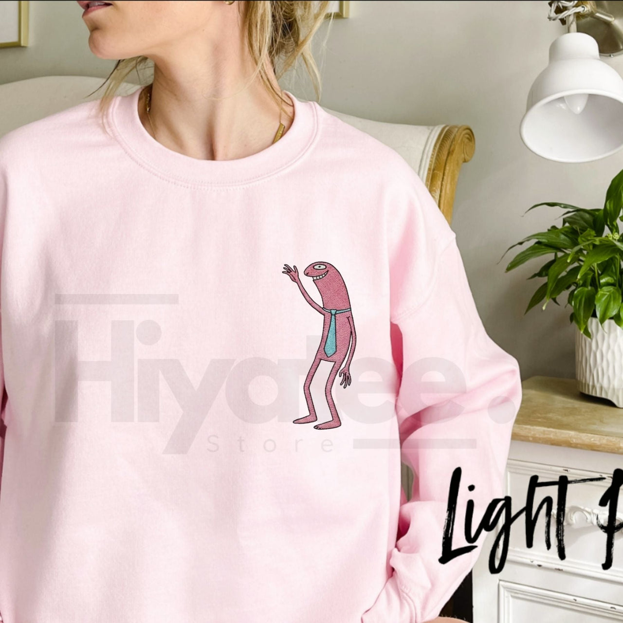 Smiling Friends Embroidered Sweatshirt – Minimalist Meme Character Crewneck, Funny Family Group Gift