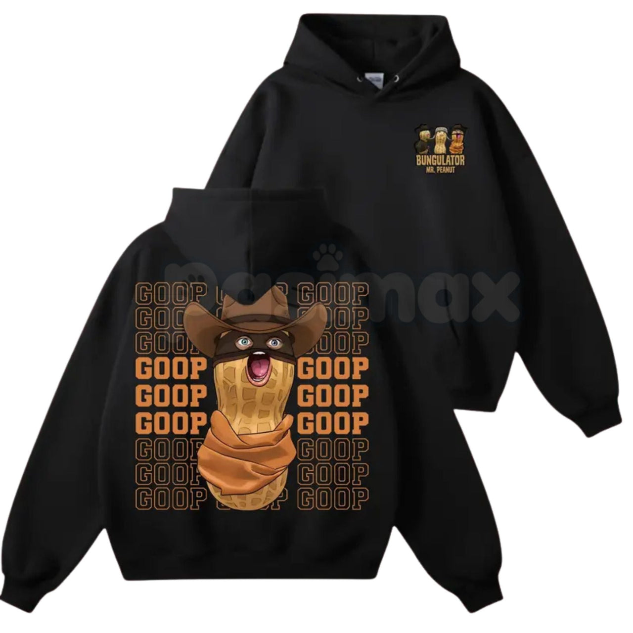 Peanut Bungulator Goop Hoodie – Funny Cowboy Peanut Graphic Pullover, Surreal Humor Aesthetic Streetwear, Unisex Vintage Hoodie