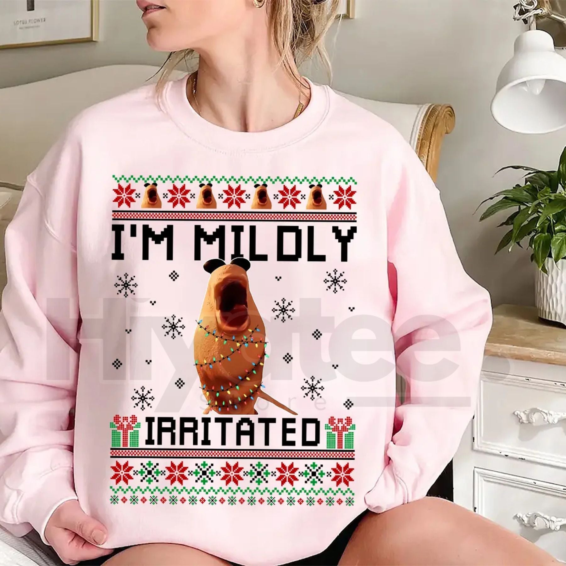 Mildly Irritated Sweatshirt: Funny Meme Ugly Christmas Sweater