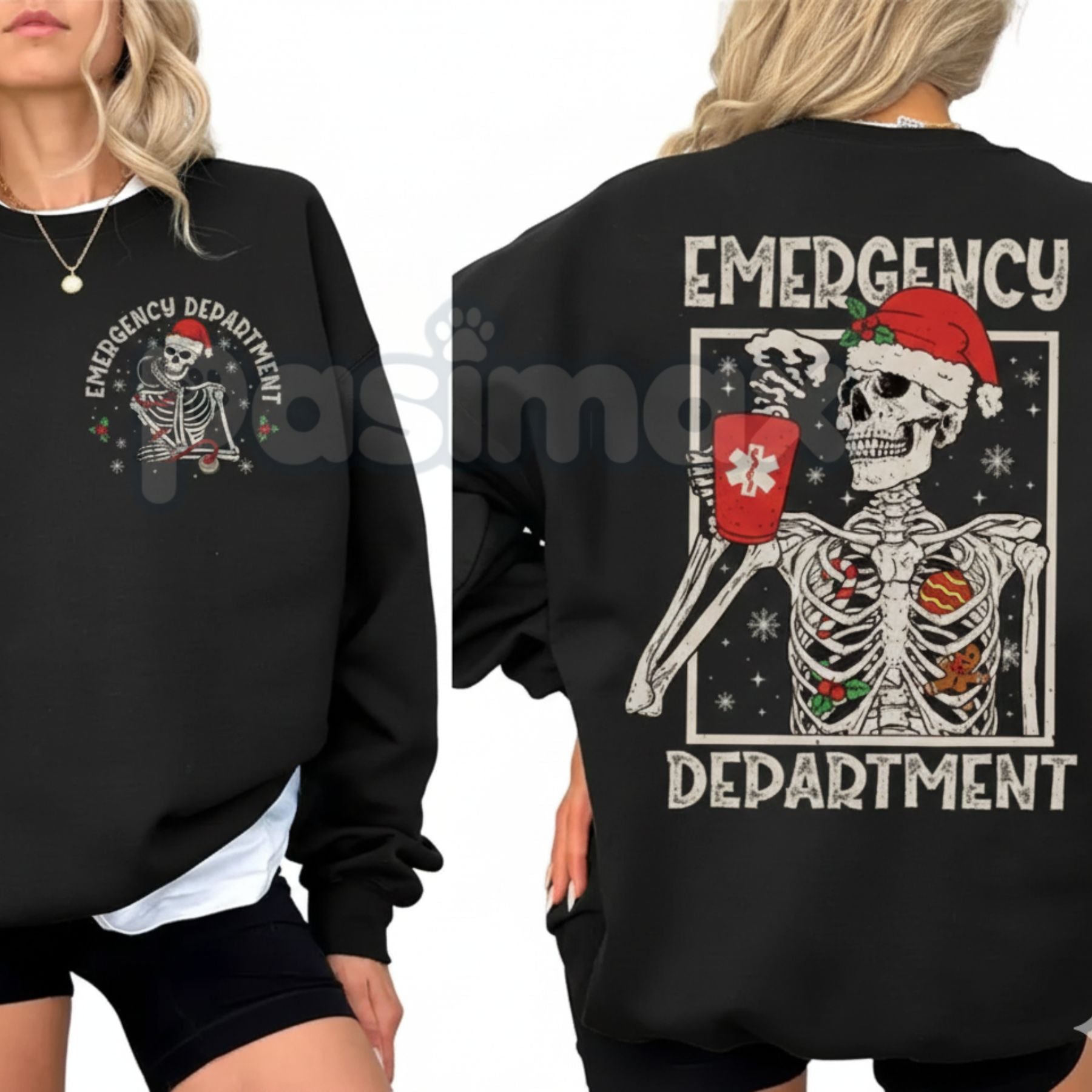 Twice the Patients Emergency Department Christmas Sweatshirt | Funny ER Holiday Staffing Jumper | Medical Chaos Xmas Gift