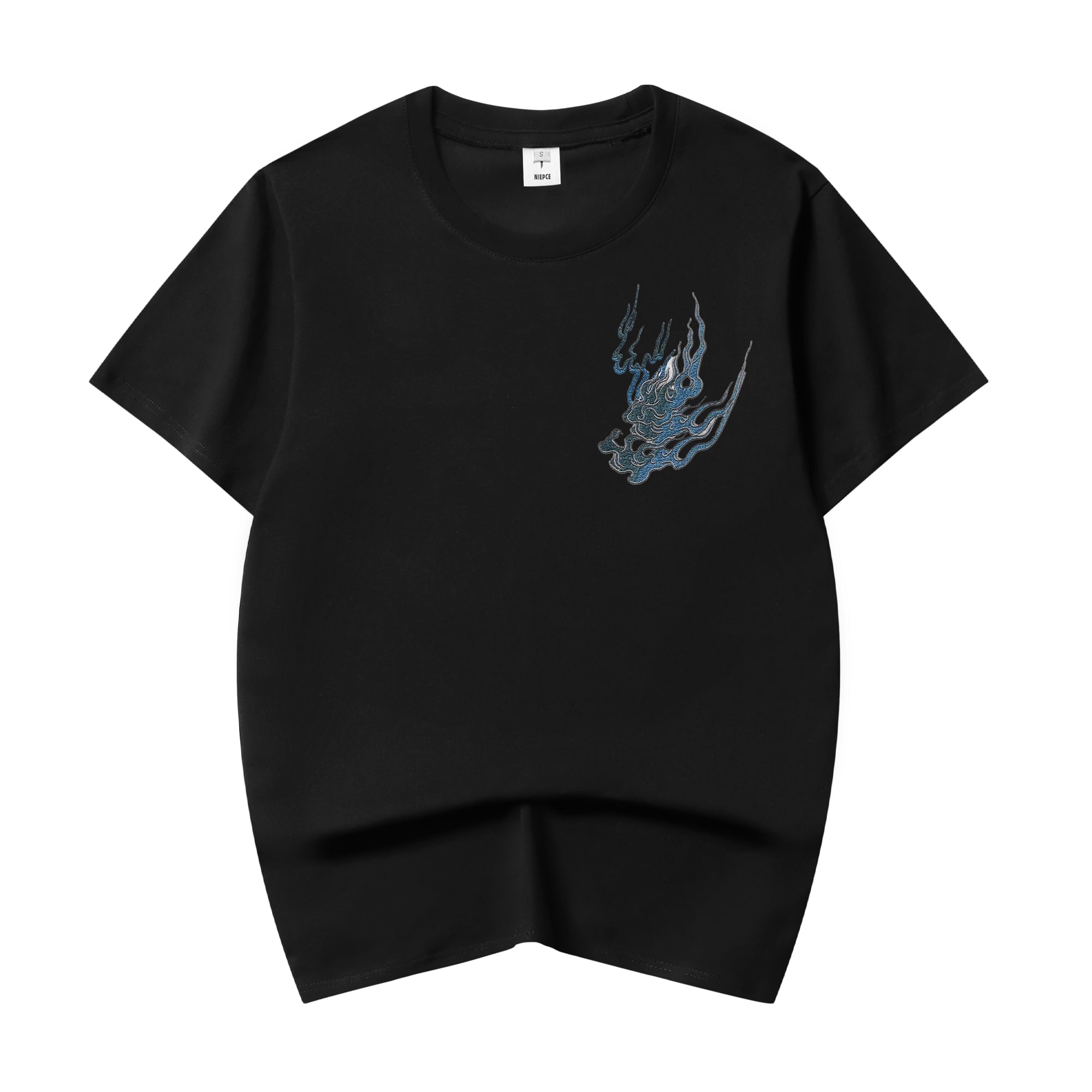 ET9817 Flaming White Tiger Embroidered Tee