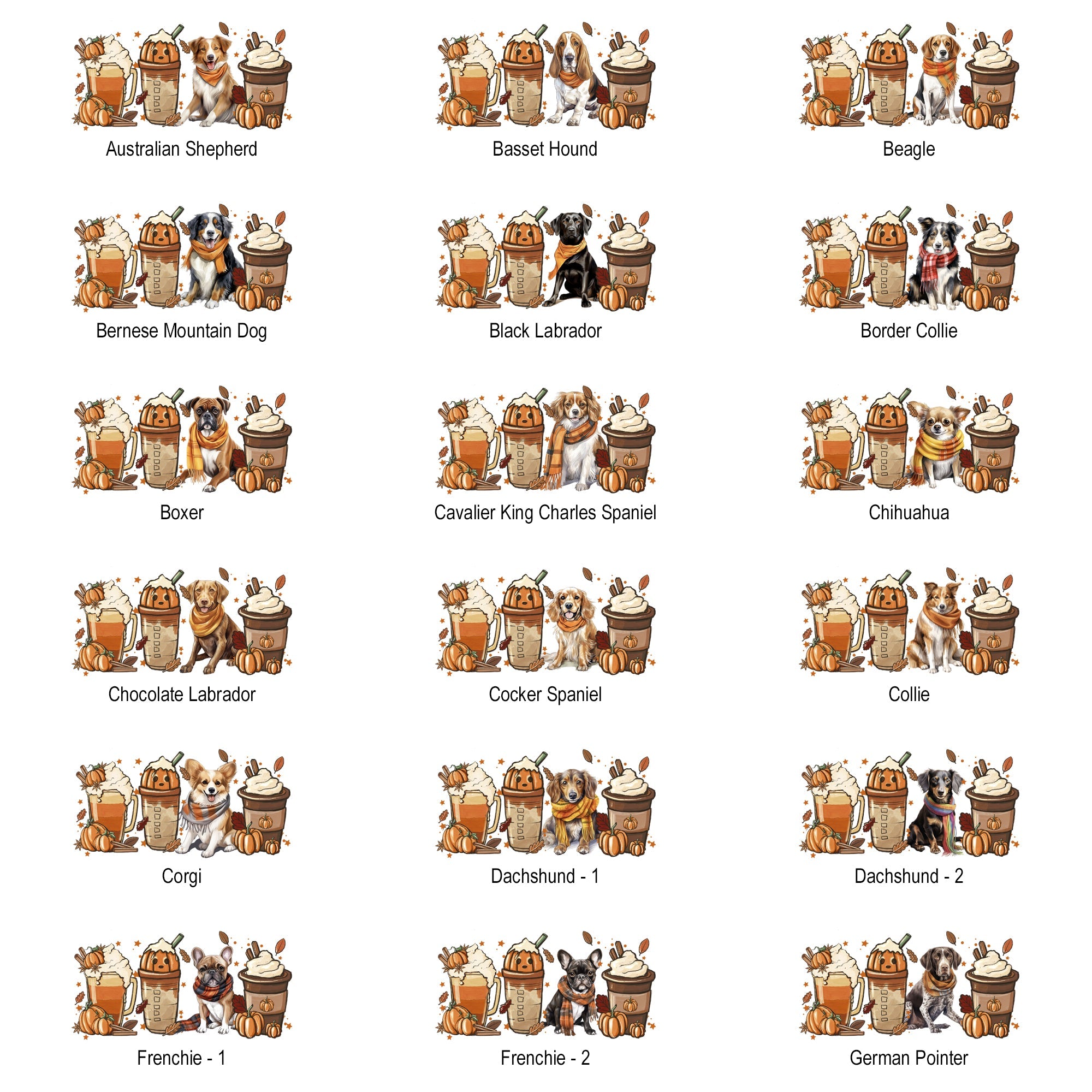 Autumn Dogs and Coffee, Many Breeds Available, Cozy Canine Lovers Collection Comfort Colors Tee