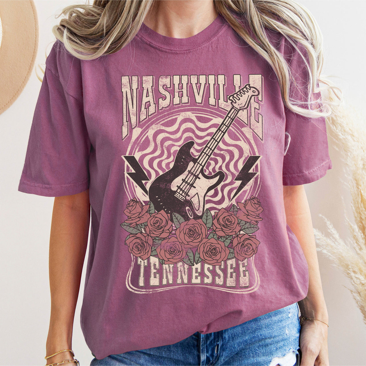 Nashville Tennessee Roses Music Lover Southern City Pride And Sound Comfort Colors Tee