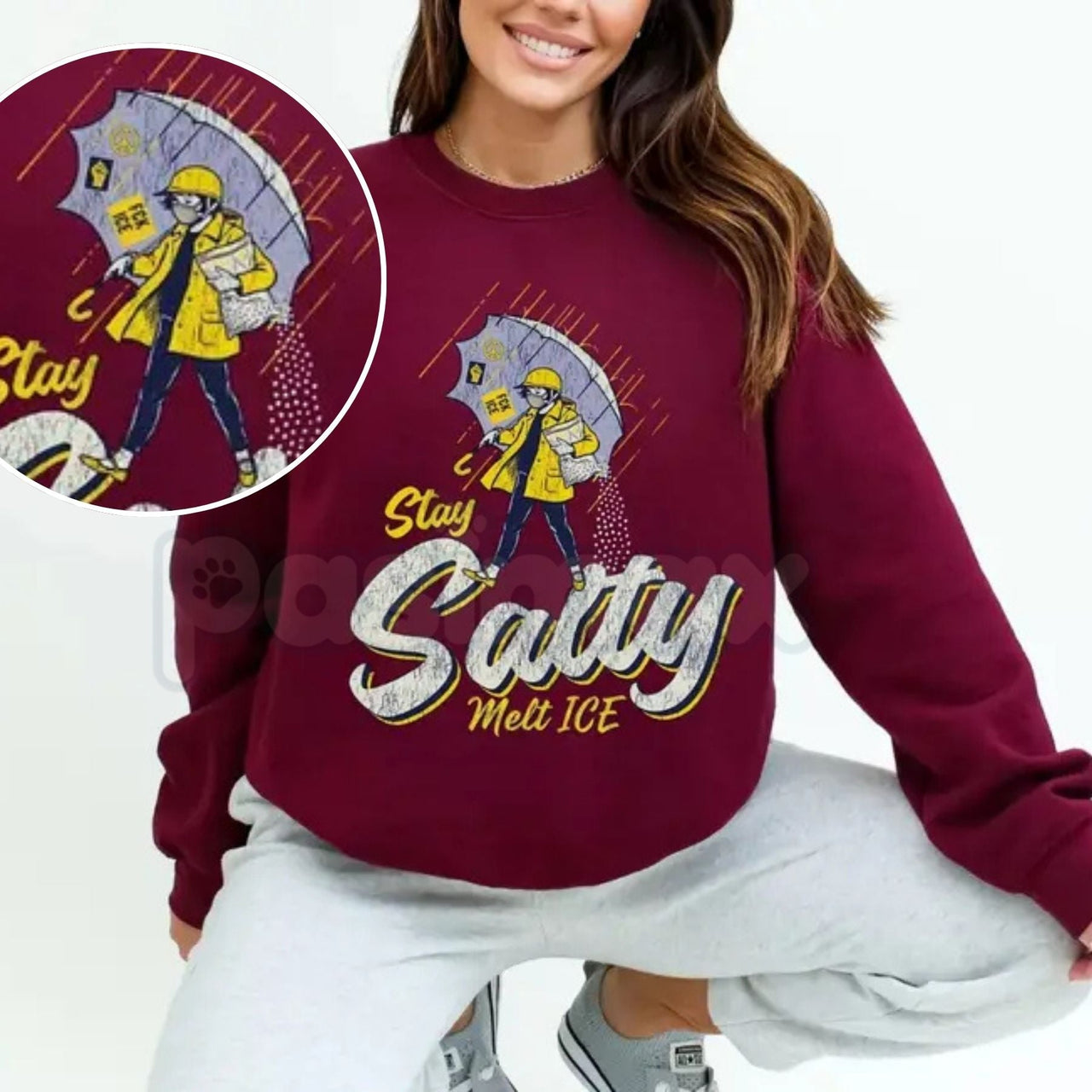 Stay Salty Anti ICE Crewneck | Protest Sweatshirt | Pro Democracy Top | Human Rights Activist Jumper | Social Justice Graphic Pullover | Immigration Reform Support Shirt | Resistance Apparel