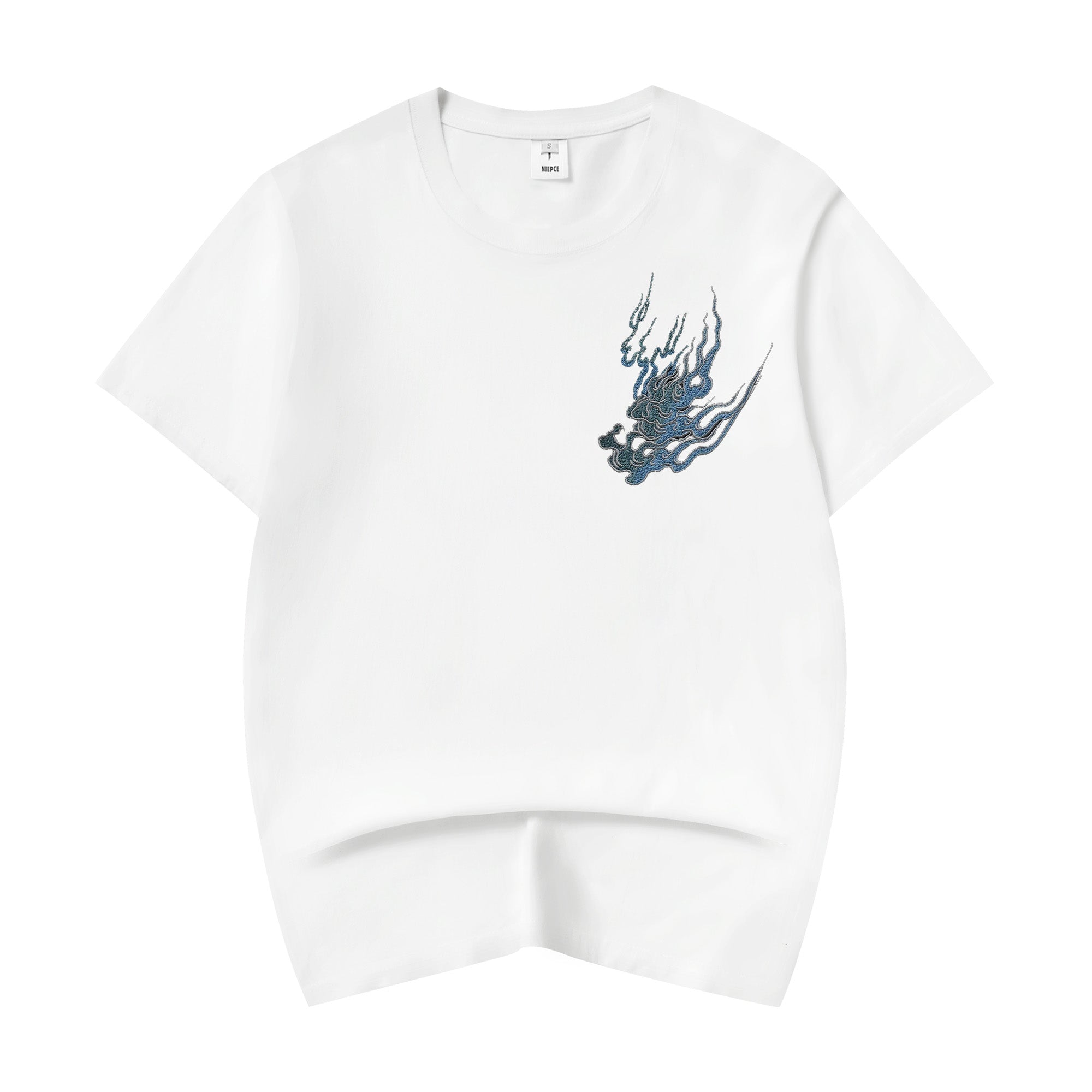 ET9817 Flaming White Tiger Embroidered Tee