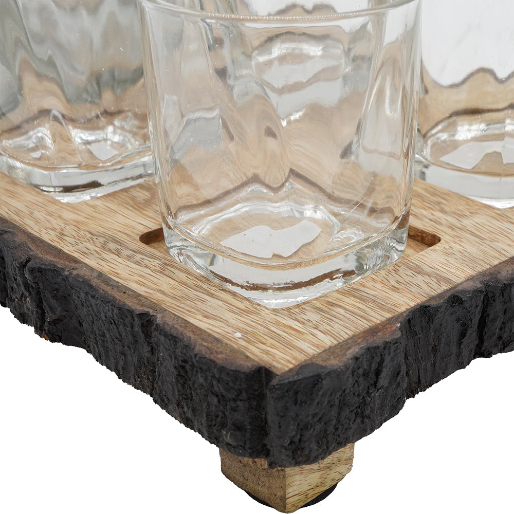 S/6 Alaine Bar Set with Mango Wood Stand