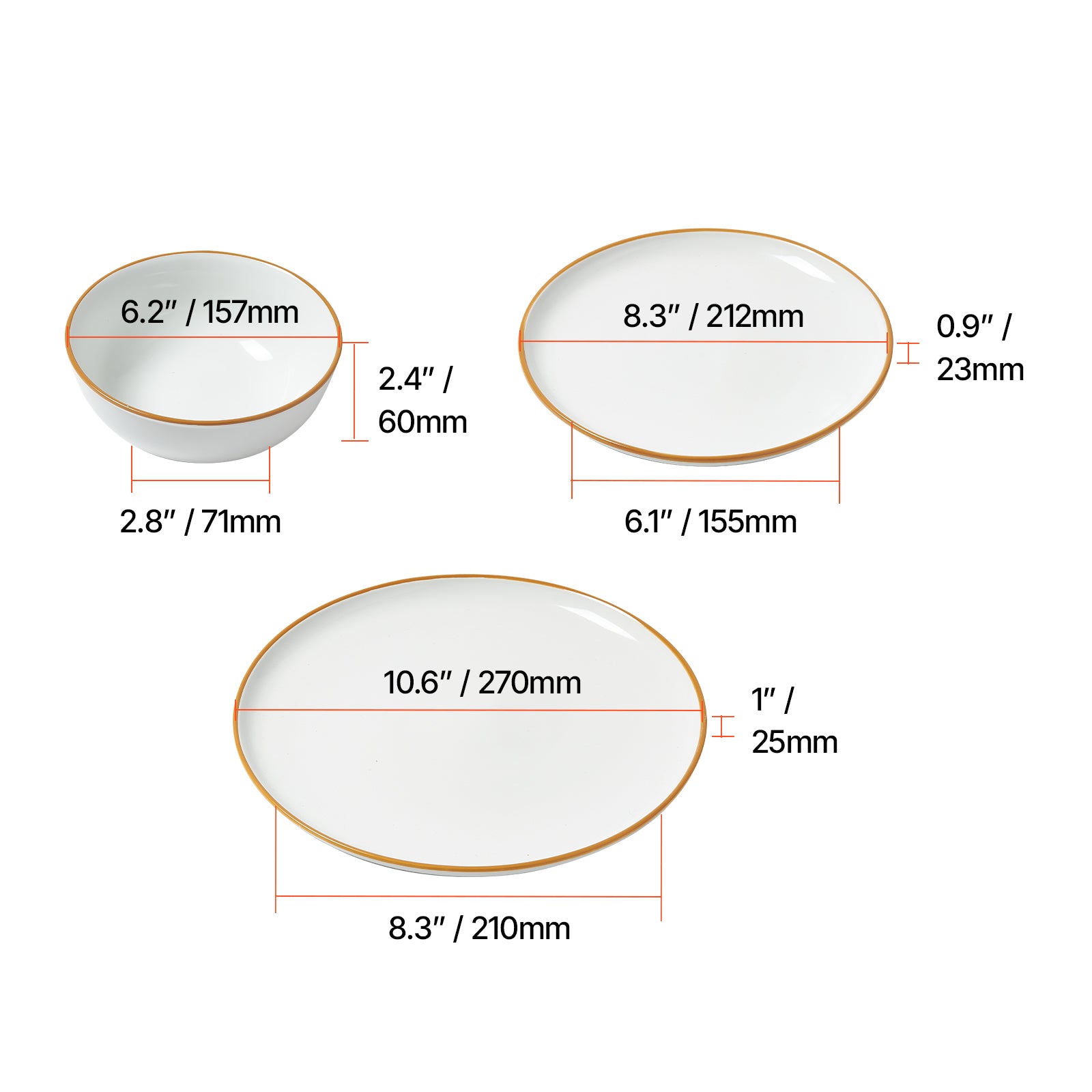 12 PCS Dinnerware Set Ceramic Plates and Bowls Sets Service for 4 White