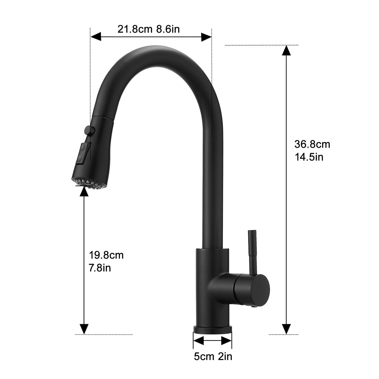 Kitchen Sink Faucet, Black Kitchen Faucets with Pull out Sprayer Stainless Steel Kitchen Faucet