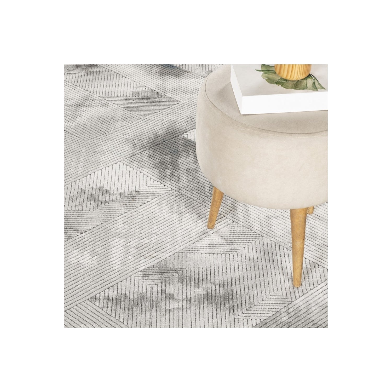 Geometrix GC_DIM1012 Gray 7 ft. 10 in. x 10 ft. 6 in. Contemporary Area Rug with Geometric 3D Effect
