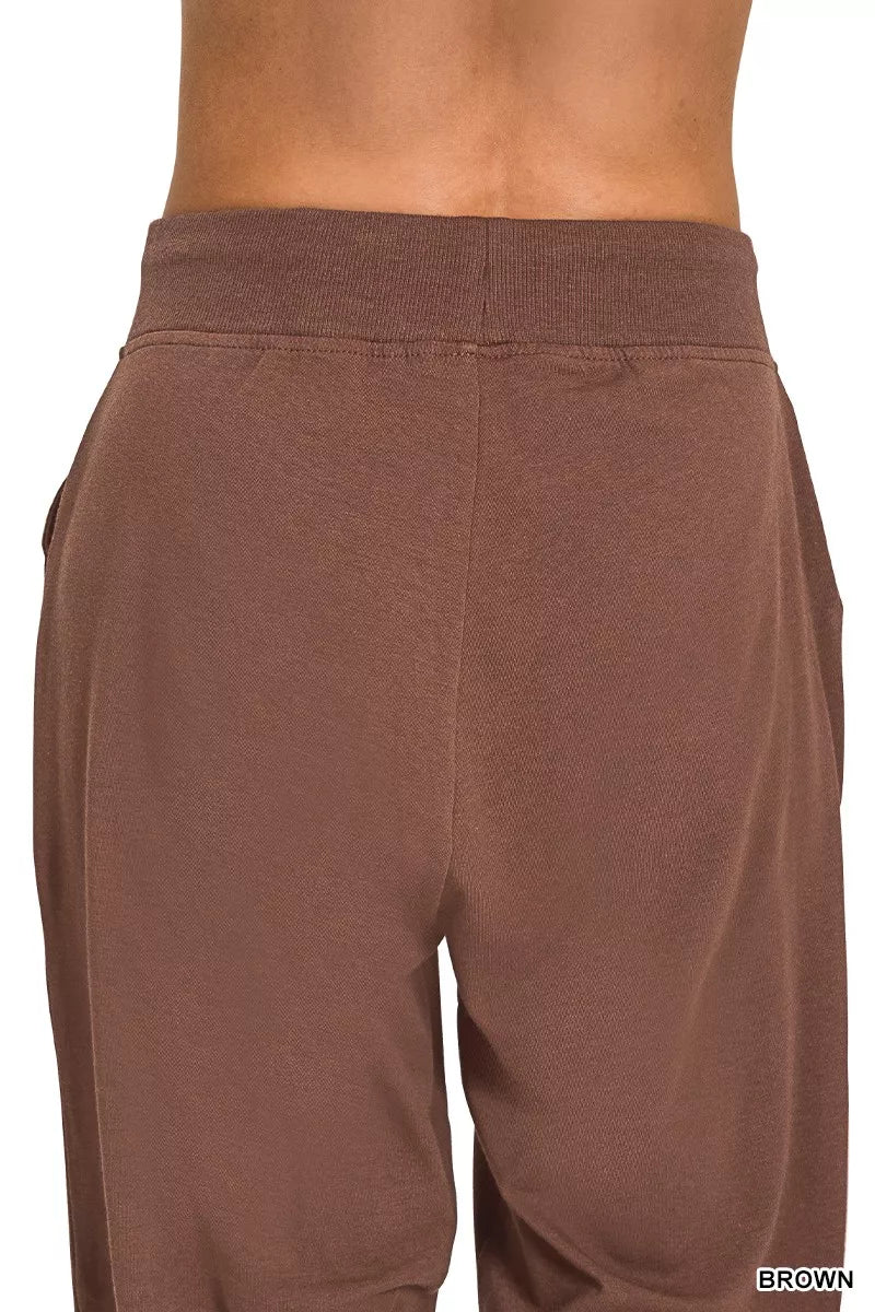 Zenana Drawstring Cotton Joggers with Pockets
