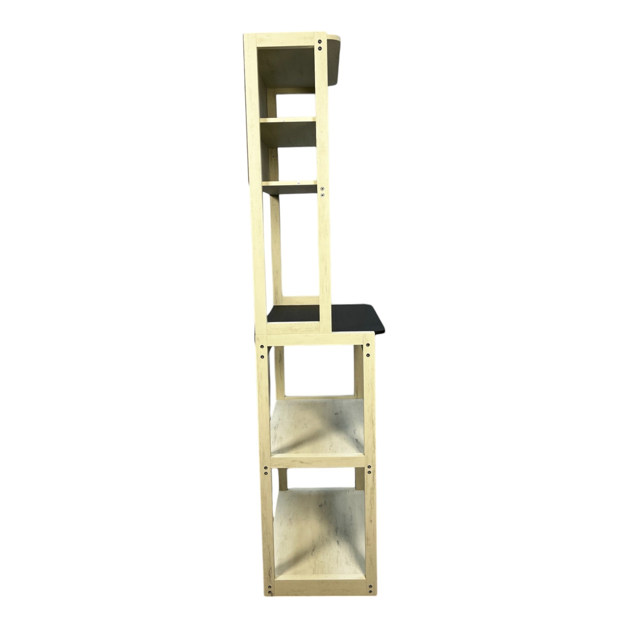 23.62' White and Black color Bakers Rack for Kitchen with Storage, Coffee Bar, 5-Tier Kitchen Shelves, Microwave Stand