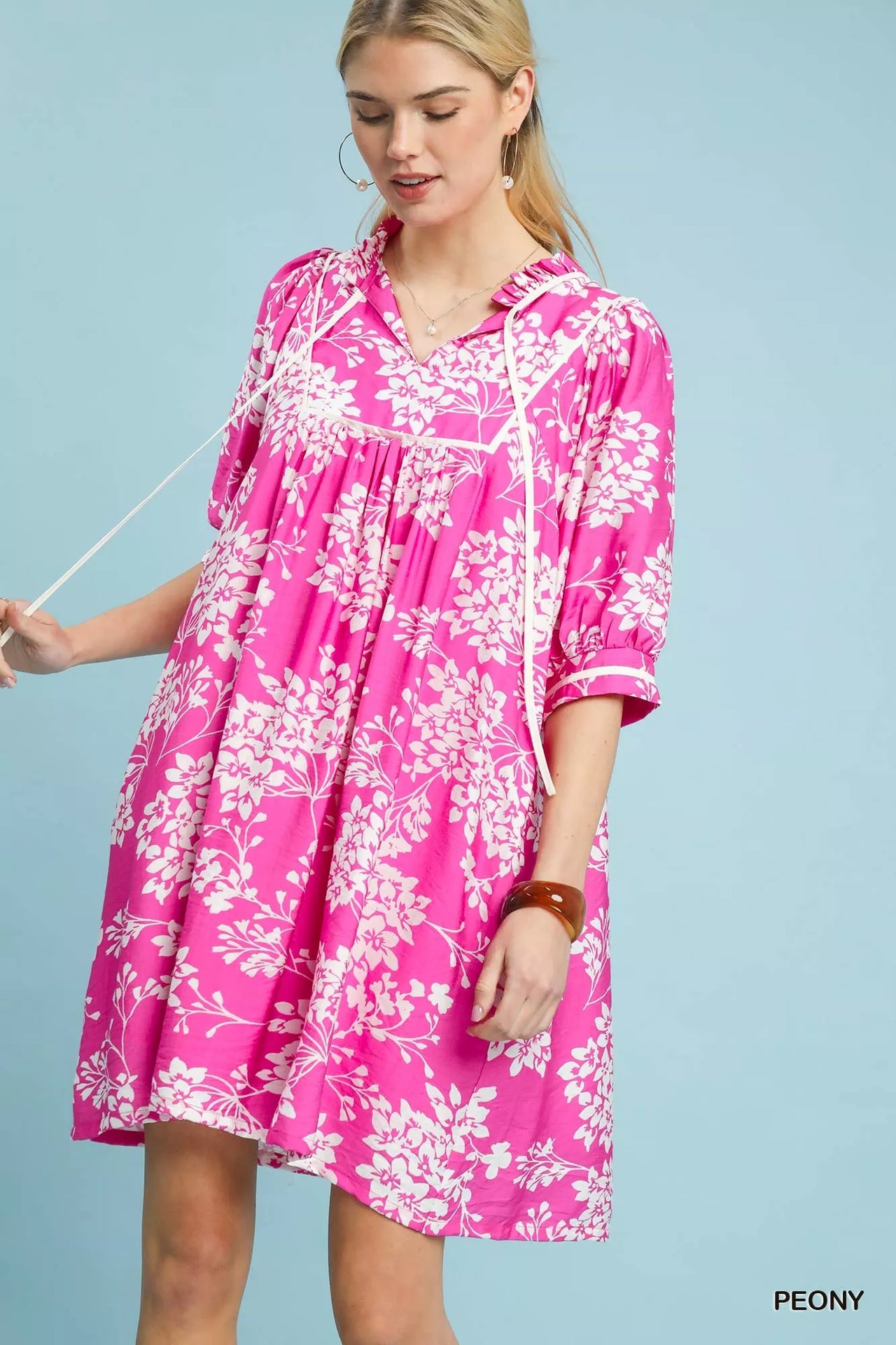 Umgee Floral Babydoll Dress with Pockets