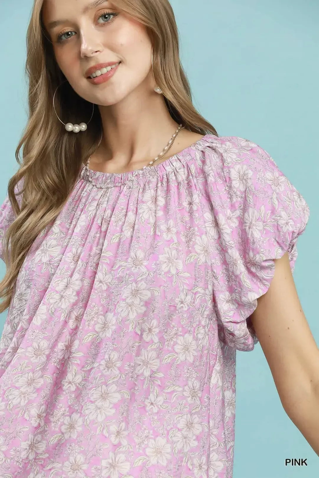 Umgee Umgee Floral Puff Sleeve Blouse
