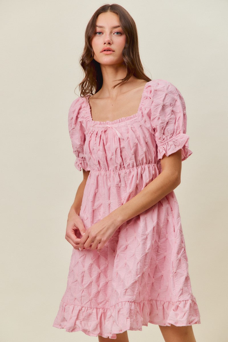 SO ME Texture Woven Ruching On Bust Mini Dress