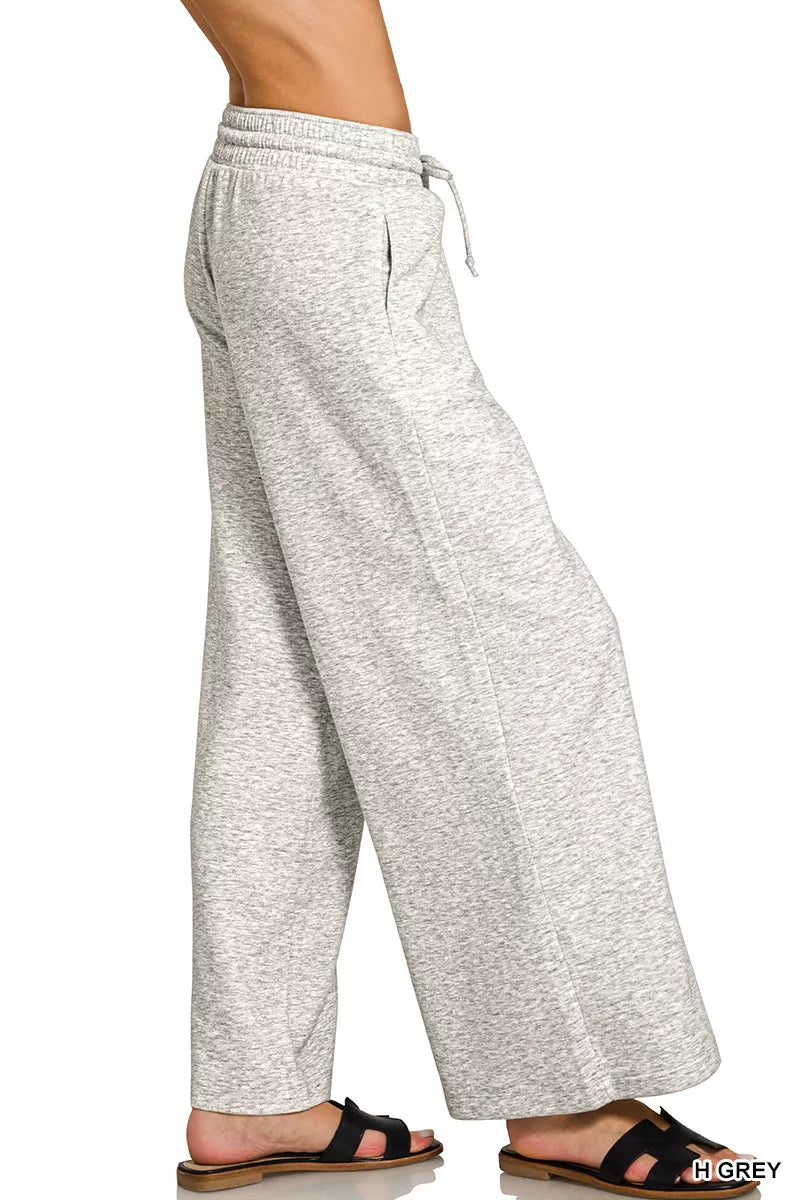 Zenana Scuba Drawstring Wide Leg Pants
