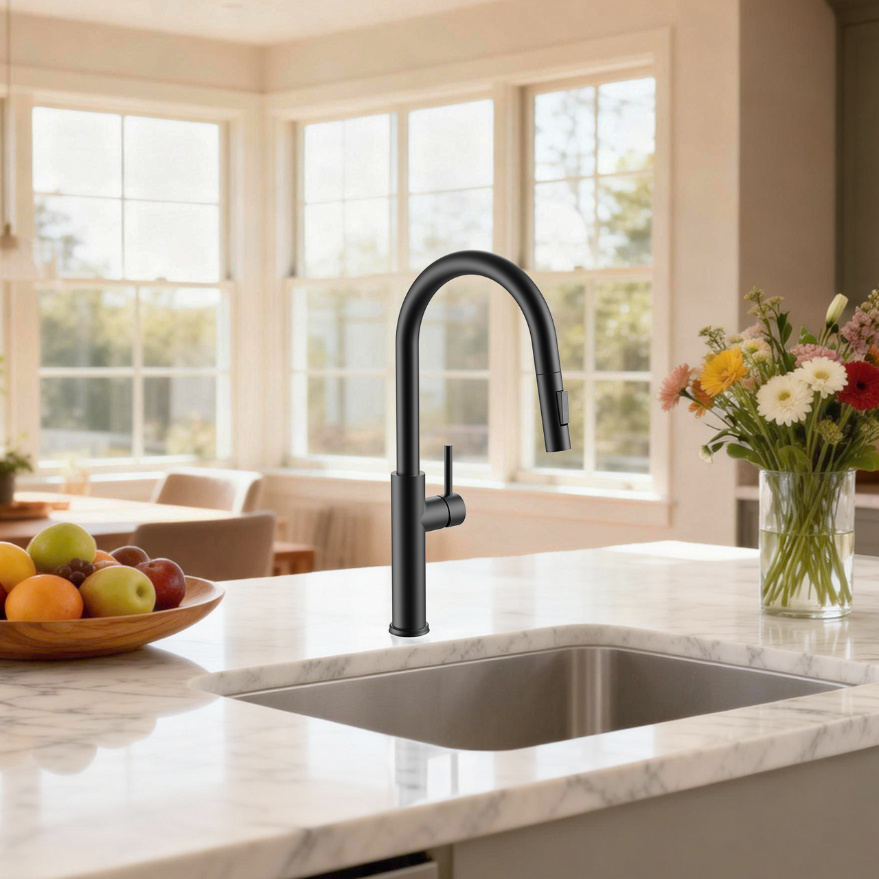 Kitchen Faucet with Pull Down Sprayer Matte Black
