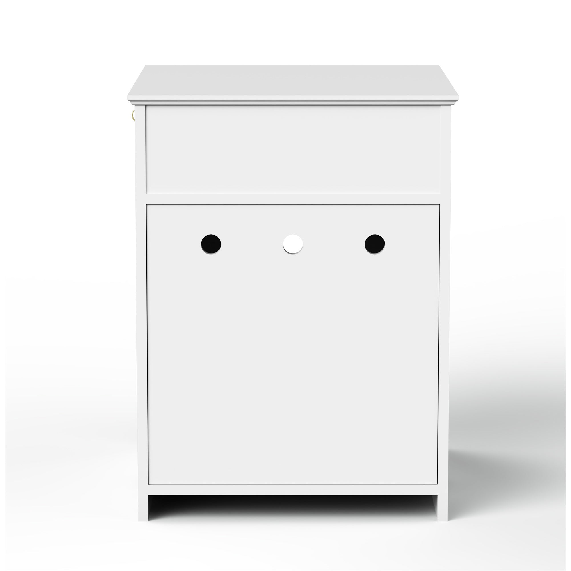 White Wooden Pet House Cat Litter Box Enclosure with Drawer and Side Table, Indoor Cat Home Nightstand for Small Cats, MDF Construction, 18.9'' W x 20.9'' D x 25'' H