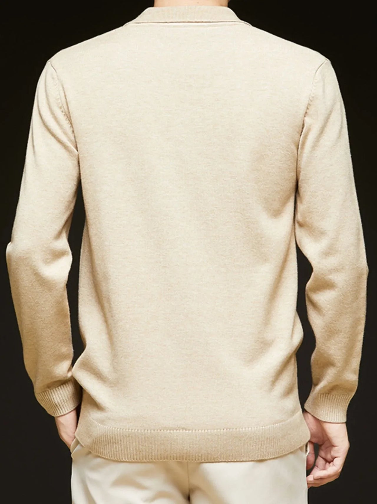 Men's Full Size Collared Neck Long Sleeve Polo Plus Size