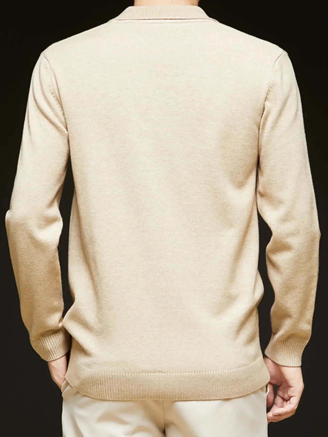 Men's Full Size Collared Neck Long Sleeve Polo Plus Size