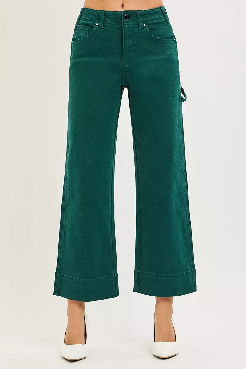 RISEN Tummy Control High Rise Crop Wide No Waist Band Pants