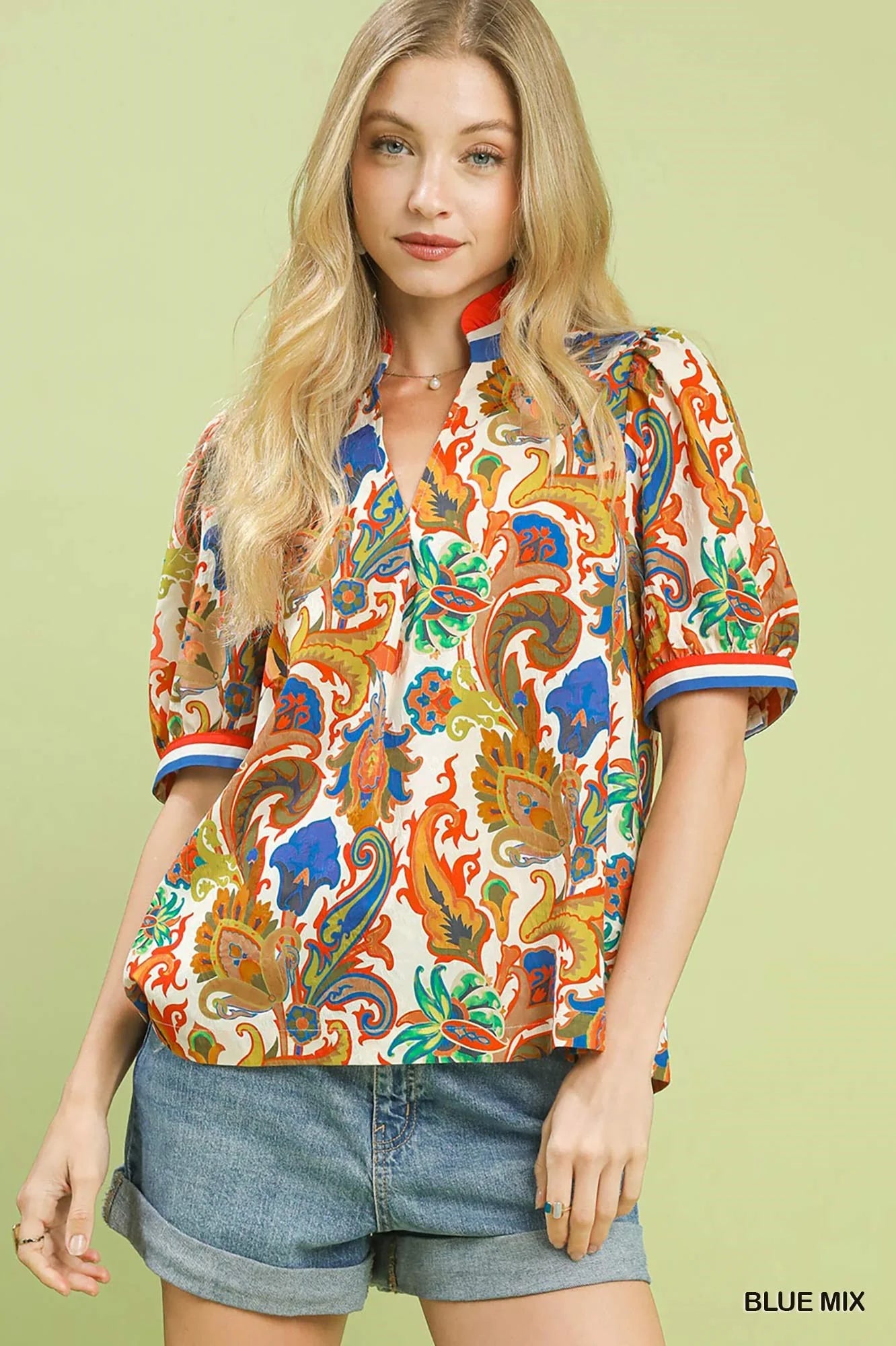 Umgee Jacquard Abstract Print Top