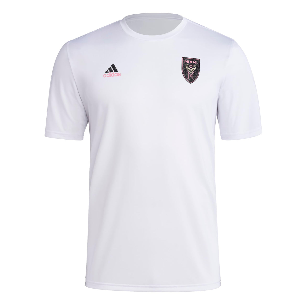 adidas Mens CF Short Sleeve Pre-Game T-Shirt White/Club Inter De Futbol Miami Large
