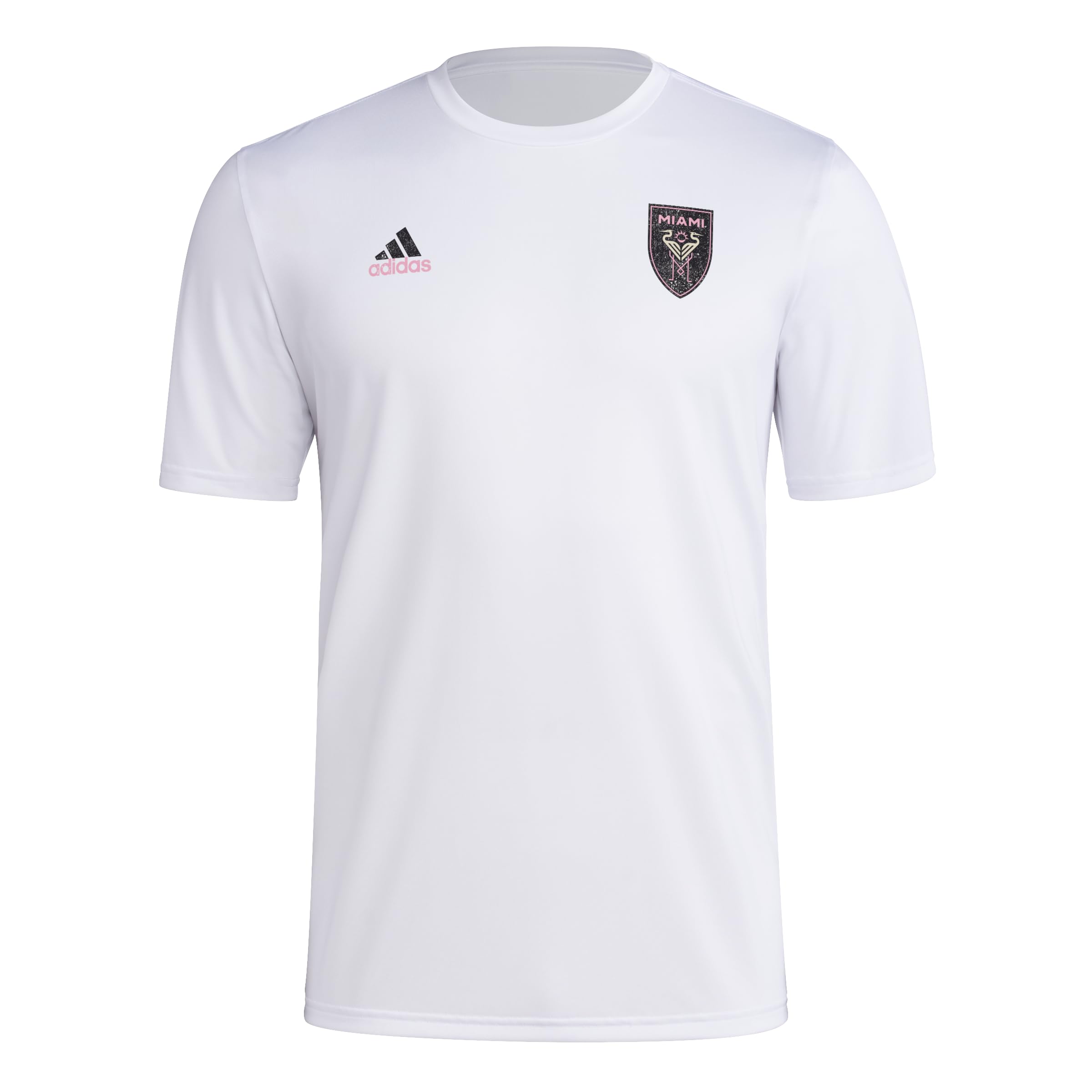 adidas Mens CF Short Sleeve Pre-Game T-Shirt White/Club Inter De Futbol Miami Large