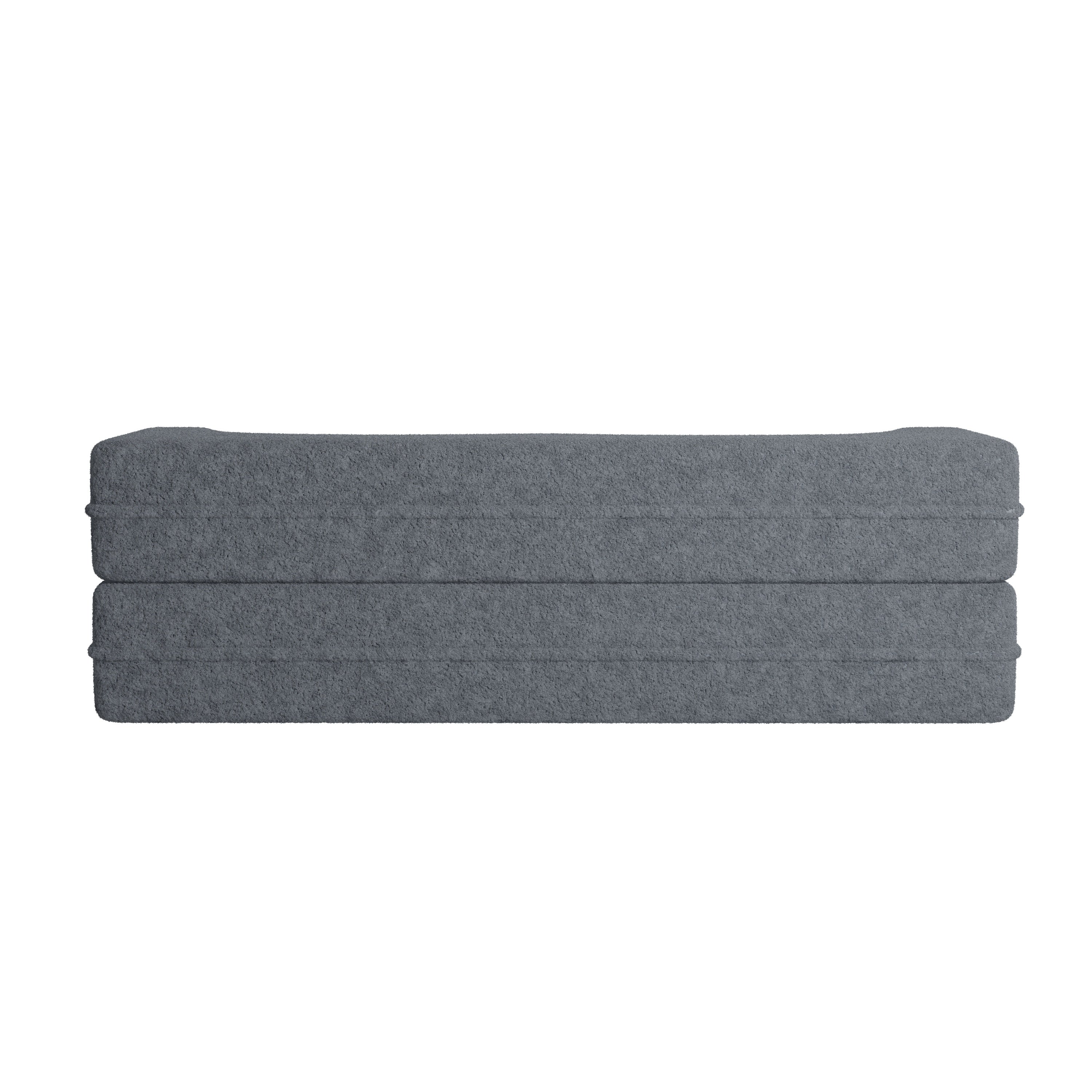 Modern Floor Sofa, with 2 Pillows, Convertible Teddy Fabric Foam Filled Bed, 15 inch Full Size Folding Mattress, Suitable for Living Room, Guest room, Game Room, Grey
